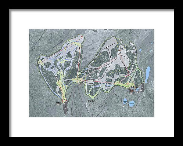 Mt Baker Ski Trail Map - Framed Print - Powderaddicts