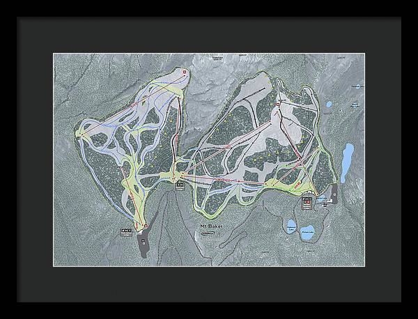 Mt Baker Ski Trail Map - Framed Print - Powderaddicts