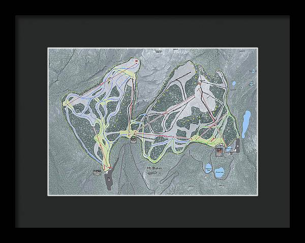 Mt Baker Ski Trail Map - Framed Print - Powderaddicts