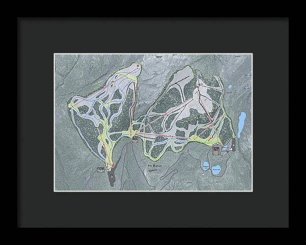 Mt Baker Ski Trail Map - Framed Print - Powderaddicts