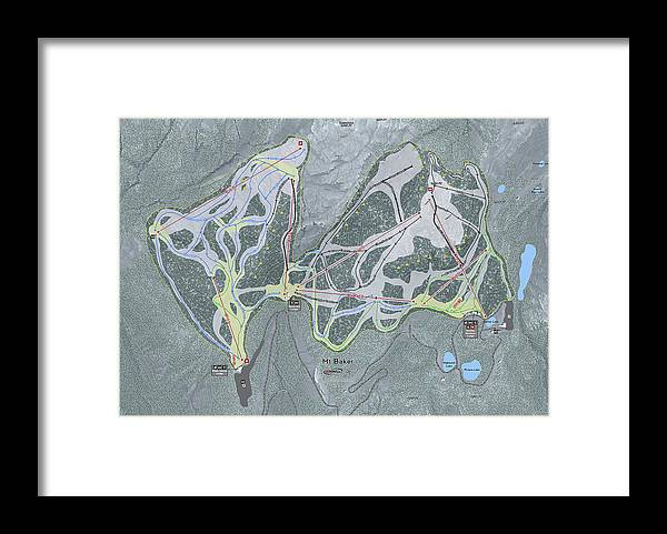 Mt Baker Ski Trail Map - Framed Print - Powderaddicts