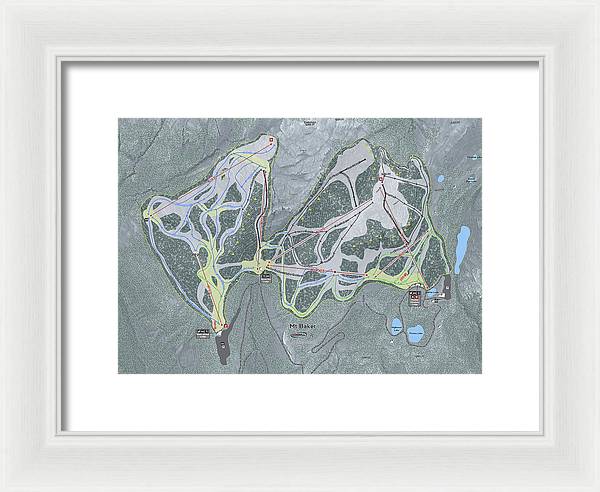 Mt Baker Ski Trail Map - Framed Print - Powderaddicts