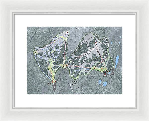 Mt Baker Ski Trail Map - Framed Print - Powderaddicts