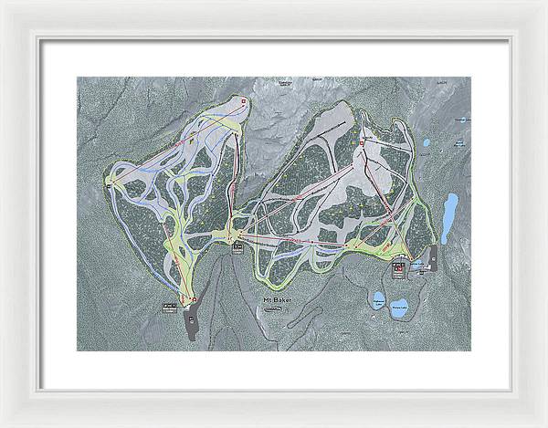 Mt Baker Ski Trail Map - Framed Print - Powderaddicts