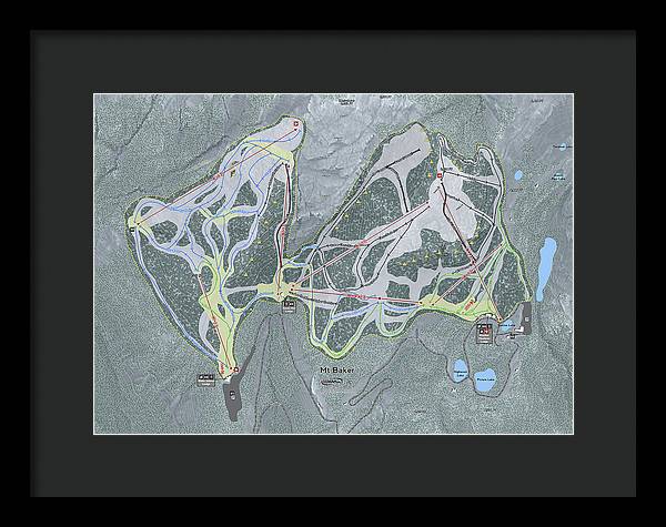 Mt Baker Ski Trail Map - Framed Print - Powderaddicts