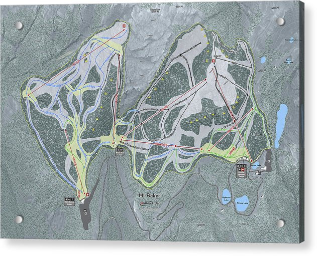 Mt Baker Ski Trail Map - Acrylic Print - Powderaddicts