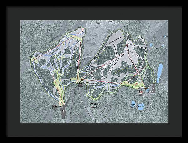 Mt Baker Ski Trail Map - Framed Print - Powderaddicts