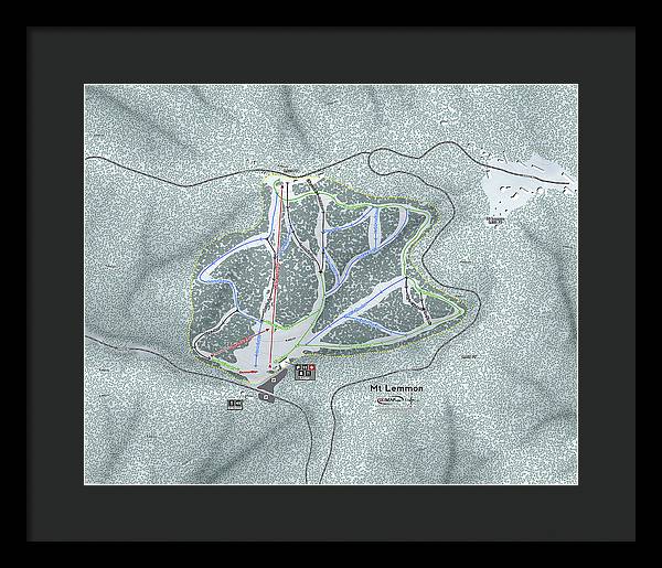 Mt Lemmon Ski Trail Map - Framed Print - Powderaddicts