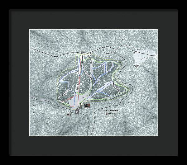 Mt Lemmon Ski Trail Map - Framed Print - Powderaddicts