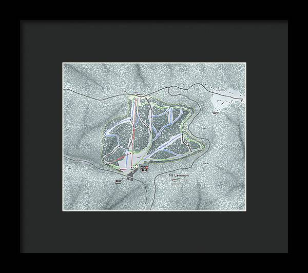 Mt Lemmon Ski Trail Map - Framed Print - Powderaddicts