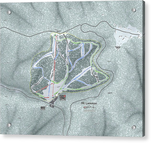 Mt Lemmon Ski Trail Map - Acrylic Print - Powderaddicts