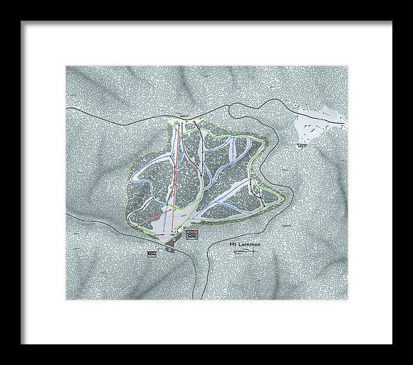 Mt Lemmon Ski Trail Map - Framed Print - Powderaddicts