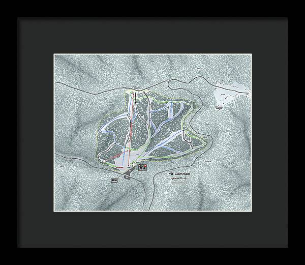 Mt Lemmon Ski Trail Map - Framed Print - Powderaddicts