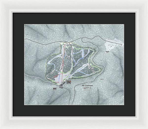 Mt Lemmon Ski Trail Map - Framed Print - Powderaddicts