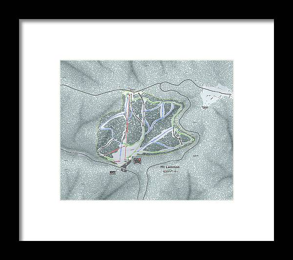 Mt Lemmon Ski Trail Map - Framed Print - Powderaddicts