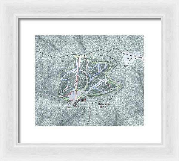 Mt Lemmon Ski Trail Map - Framed Print - Powderaddicts