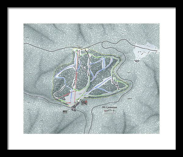 Mt Lemmon Ski Trail Map - Framed Print - Powderaddicts