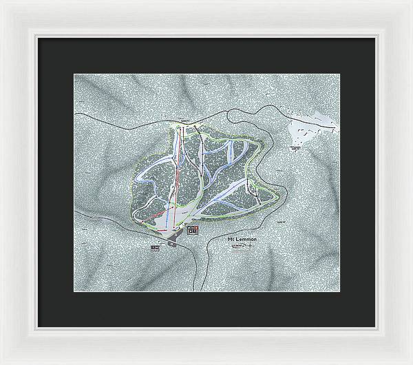 Mt Lemmon Ski Trail Map - Framed Print - Powderaddicts
