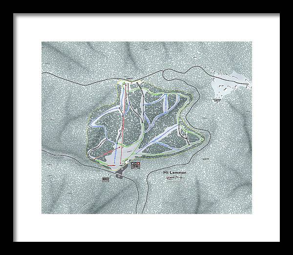 Mt Lemmon Ski Trail Map - Framed Print - Powderaddicts