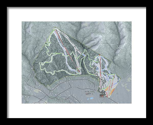 Nordic Valley Ski Trail Map - Framed Print - Powderaddicts