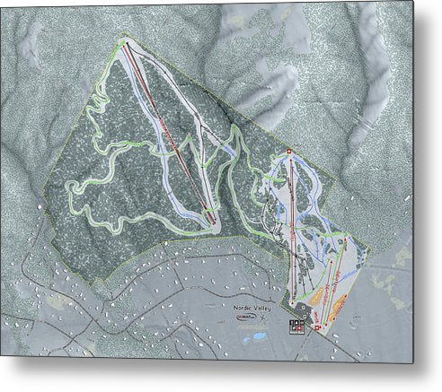 Nordic Valley Ski Trail Map - Metal Print - Powderaddicts