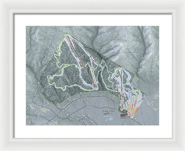 Nordic Valley Ski Trail Map - Framed Print - Powderaddicts