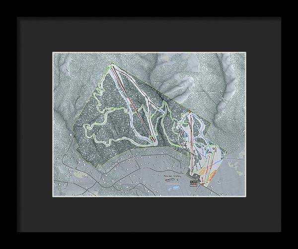 Nordic Valley Ski Trail Map - Framed Print - Powderaddicts