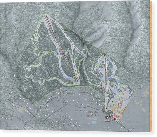 Nordic Valley Ski Trail Map - Wood Print - Powderaddicts