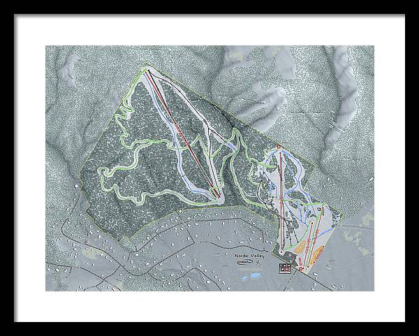 Nordic Valley Ski Trail Map - Framed Print - Powderaddicts