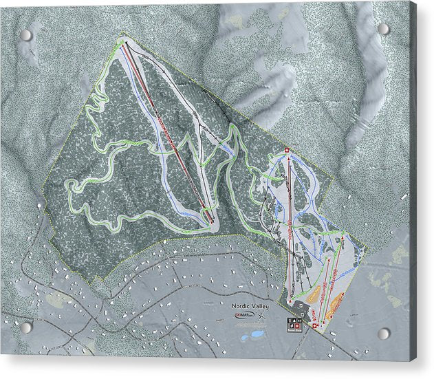 Nordic Valley Ski Trail Map - Acrylic Print - Powderaddicts