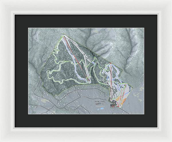 Nordic Valley Ski Trail Map - Framed Print - Powderaddicts