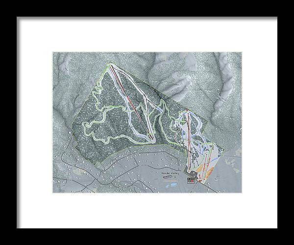 Nordic Valley Ski Trail Map - Framed Print - Powderaddicts