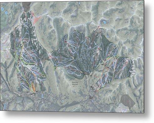 Park City Ski Trail Map - Metal Print - Powderaddicts