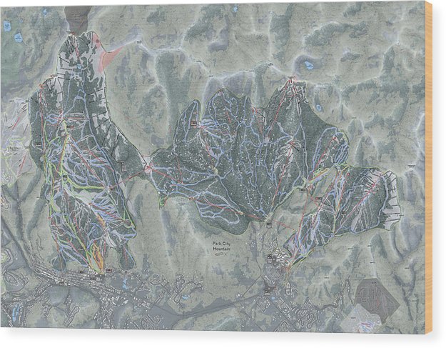 Park City Ski Trail Map - Wood Print - Powderaddicts