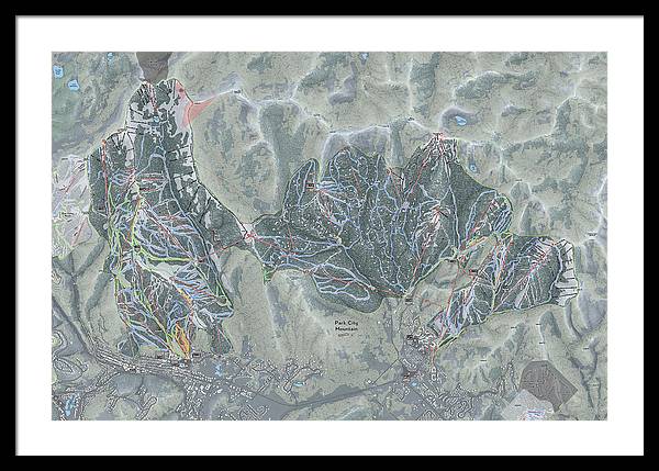 Park City Ski Trail Map - Framed Print - Powderaddicts