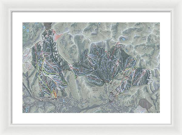 Park City Ski Trail Map - Framed Print - Powderaddicts