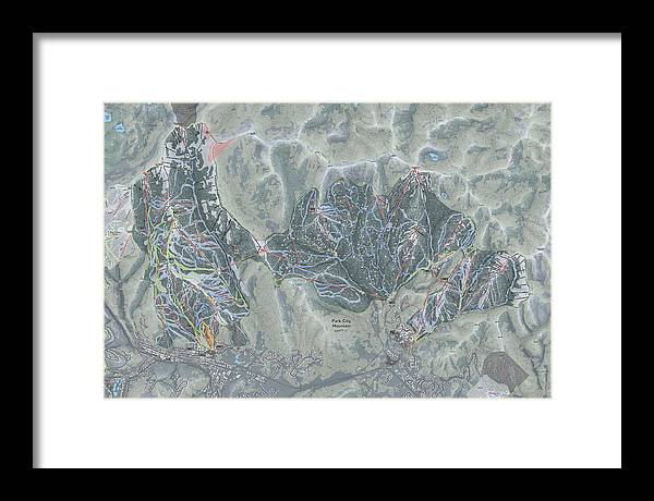 Park City Ski Trail Map - Framed Print - Powderaddicts