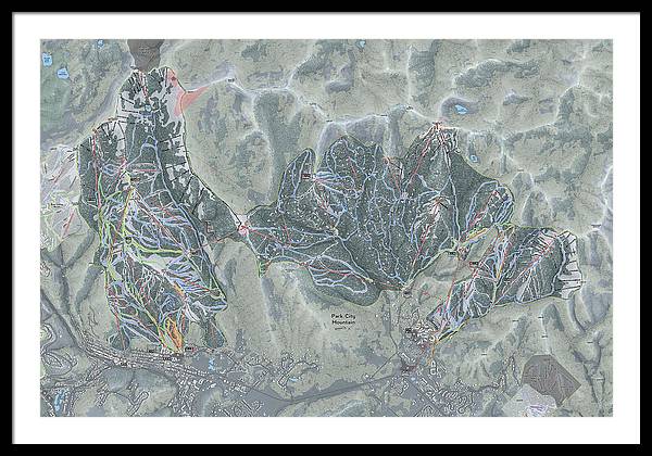 Park City Ski Trail Map - Framed Print - Powderaddicts