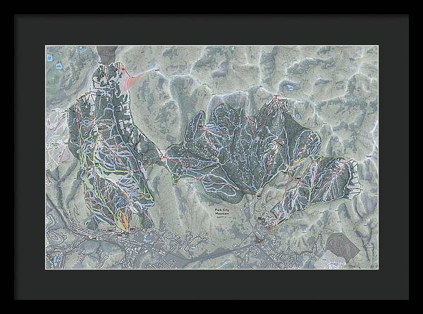 Park City Ski Trail Map - Framed Print - Powderaddicts