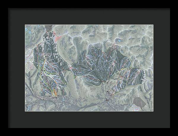 Park City Ski Trail Map - Framed Print - Powderaddicts