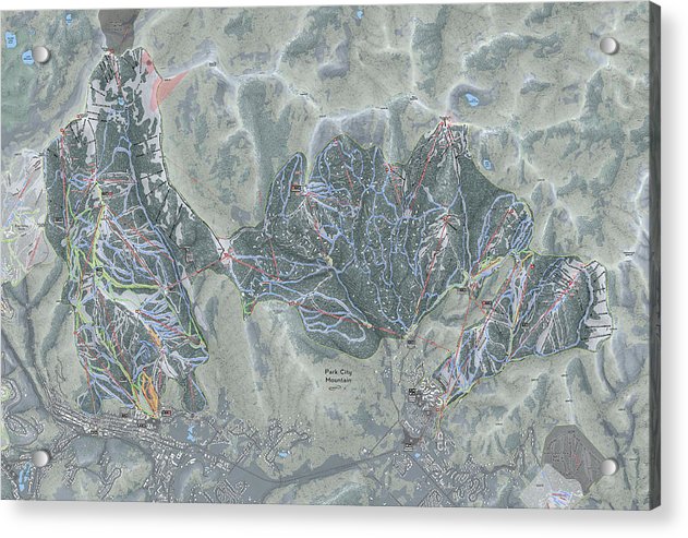 Park City Ski Trail Map - Acrylic Print - Powderaddicts
