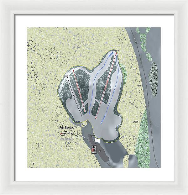 Paul Bunyan Ski Trail Map - Framed Print - Powderaddicts