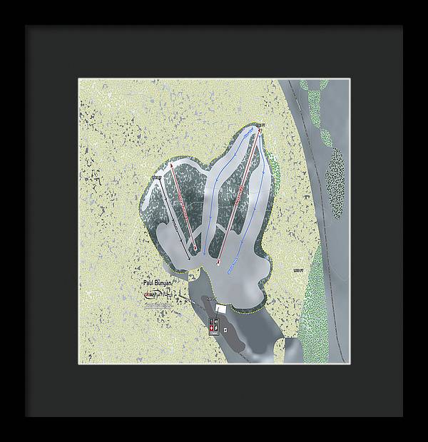 Paul Bunyan Ski Trail Map - Framed Print - Powderaddicts