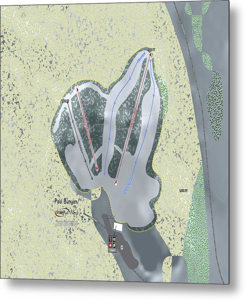 Paul Bunyan Ski Trail Map - Metal Print - Powderaddicts