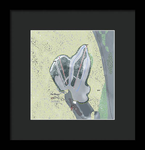 Paul Bunyan Ski Trail Map - Framed Print - Powderaddicts