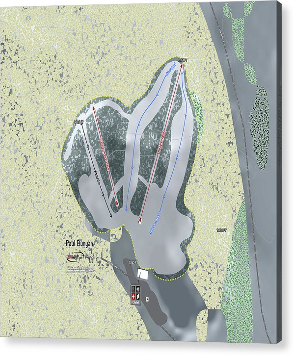 Paul Bunyan Ski Trail Map - Acrylic Print - Powderaddicts