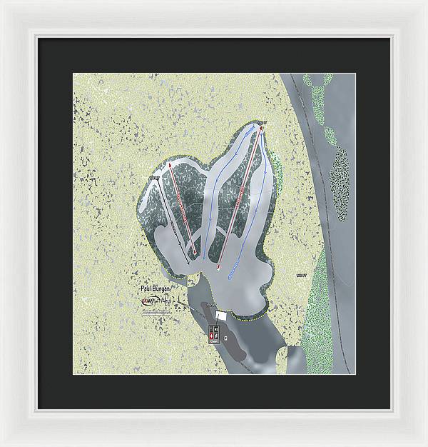 Paul Bunyan Ski Trail Map - Framed Print - Powderaddicts