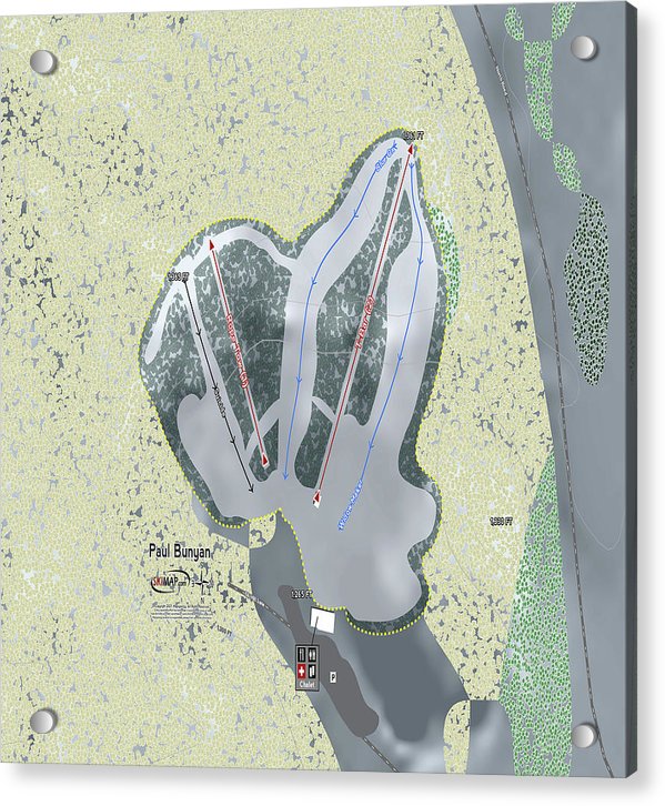 Paul Bunyan Ski Trail Map - Acrylic Print - Powderaddicts