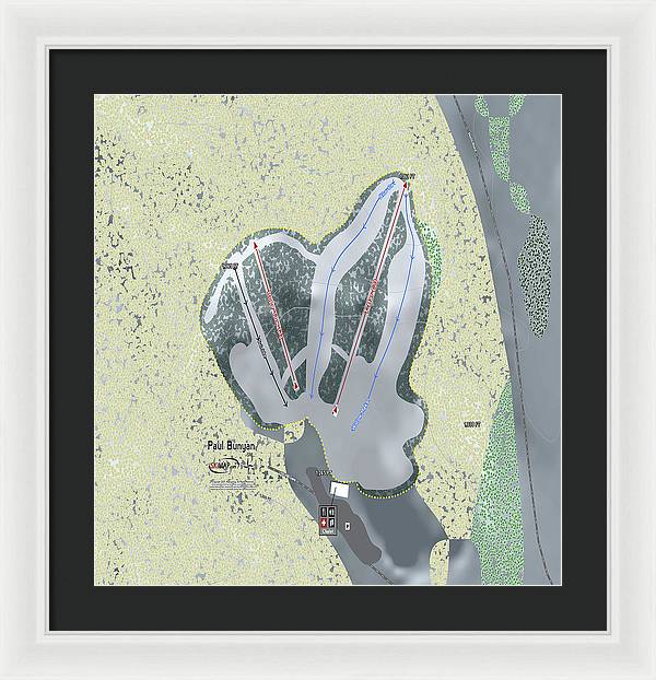 Paul Bunyan Ski Trail Map - Framed Print - Powderaddicts