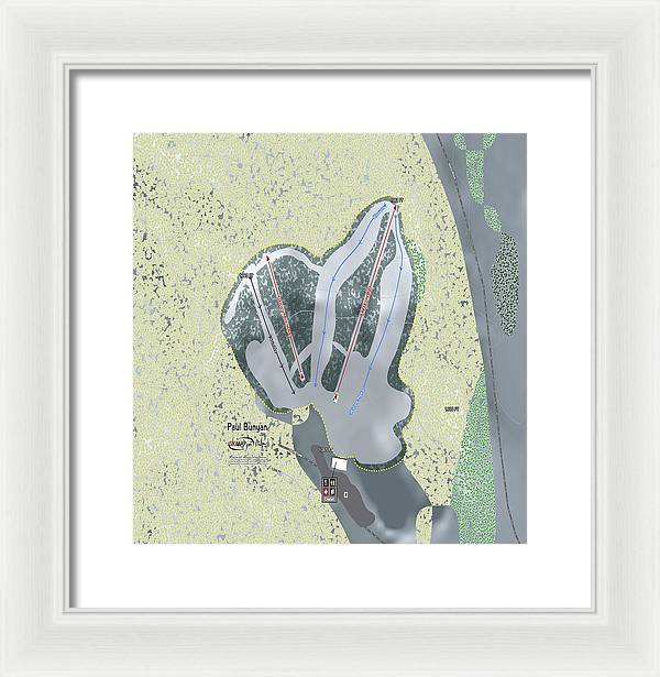 Paul Bunyan Ski Trail Map - Framed Print - Powderaddicts